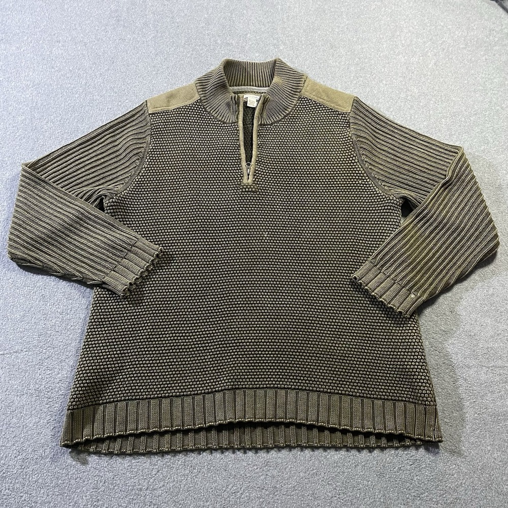 Carbon 2 Cobalt Men's Tetrad Heavy Knit Sweater 1/4 Zip Olive Green L 155162